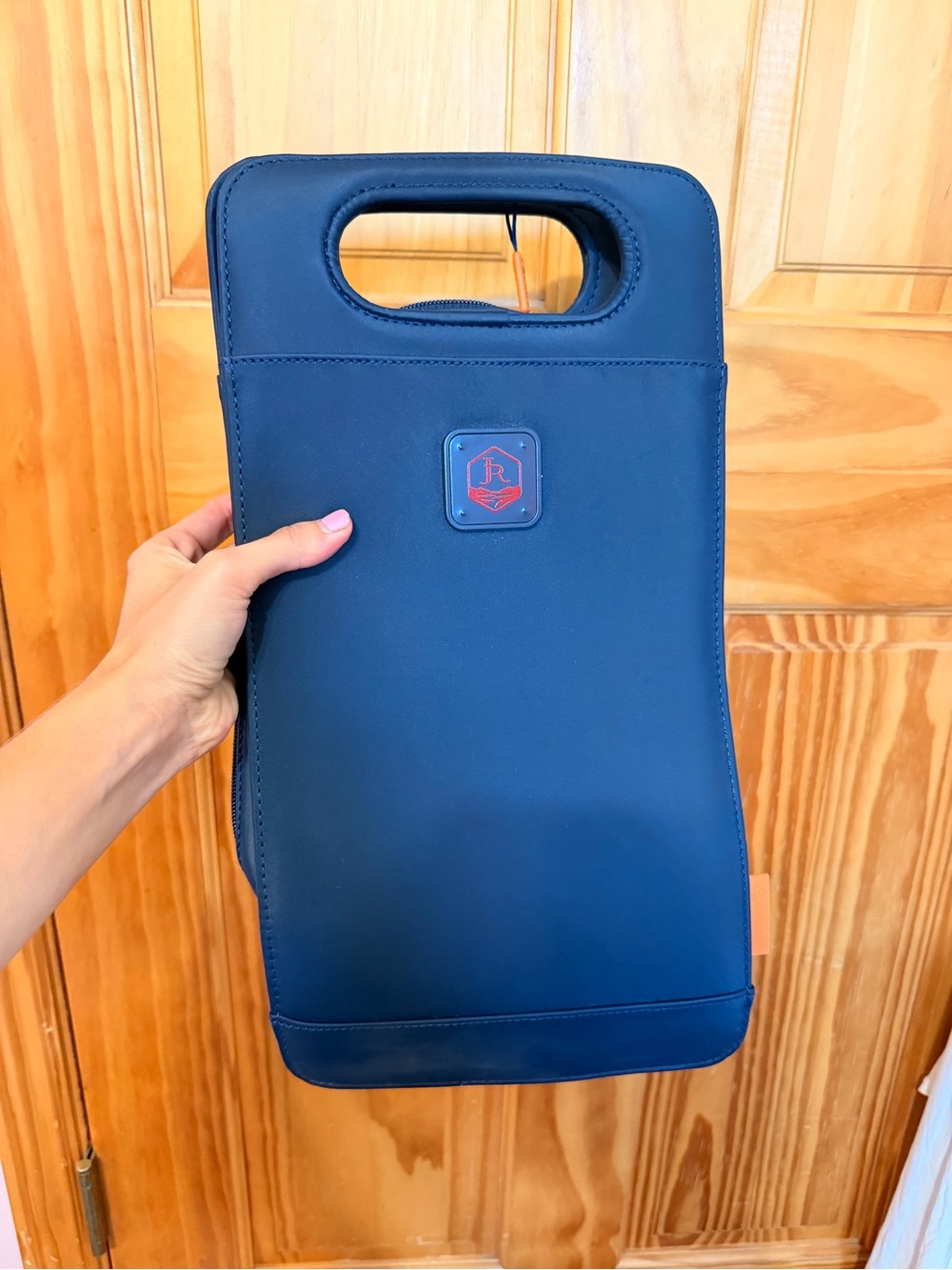 Blue Neoprene Wine Bottle Carrier Tote - Stylish Insulated Carrying Case